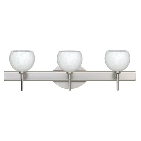Besa Lighting Palla 5 Vanity, Carrera, Satin Nickel Finish, 3x40W Halogen 3SW-565819-SN